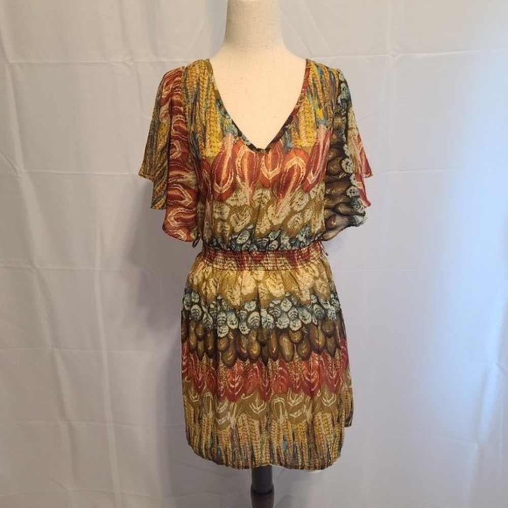 Forever 21 Boho Summer Dress Semi Sheer Lined multi colored Size Small